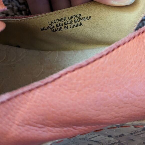 Born Concepts Pink Orange Leather Flower Slingback Peep Toe Cork Wedges - Picture 8 of 9